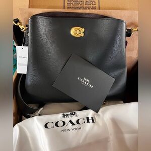 Coach Black Pebbled Leather Shoulder Bag